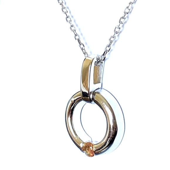 💎Yellow topaz stone 925 silver round trendy necklace - Picture 3 of 3